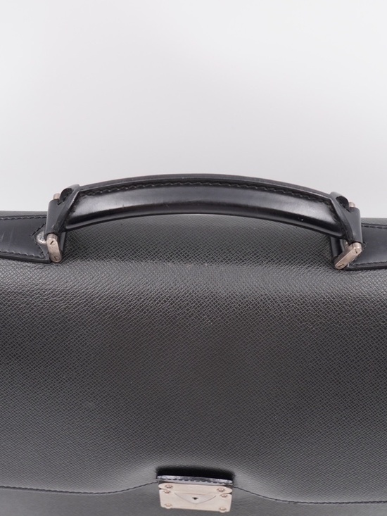 Louis Vuitton Briefcase Black Textured Leather Briefcase with Silver Lock - Picture 2 of 12